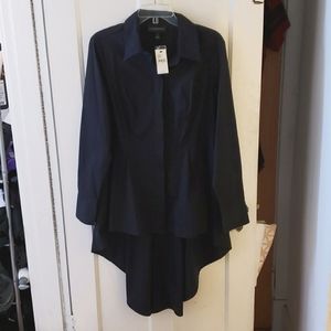 Lane Bryant Hi Lo Black Dress Shirt Size 14
